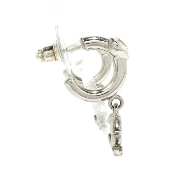 Auth CHANEL - Silver Clear Rhinestones Earrings - Picture 4 of 7